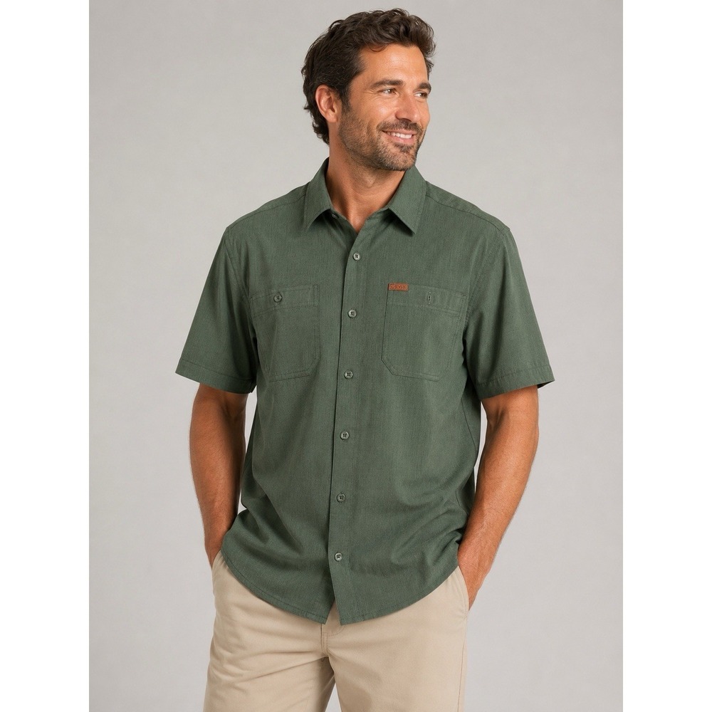 Orvis‎ XL Fishing Shirt Green Short Sleeve Vented Outdoor Hiking Travel